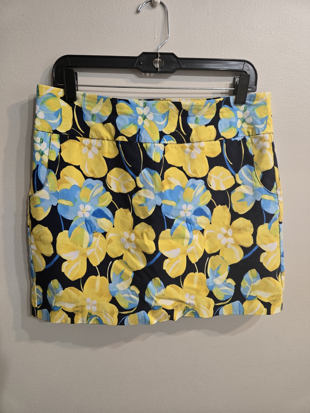 Zac & Rachel Yellow Blue Floral Mini Skirt Sz 10